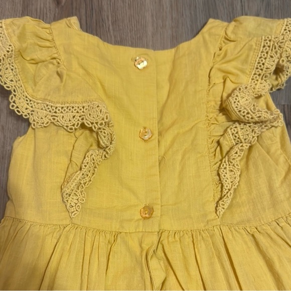 Joie Yellow Lace Trim Ruffle Shoulder Dress 3T EUC - Picture 4 of 5
